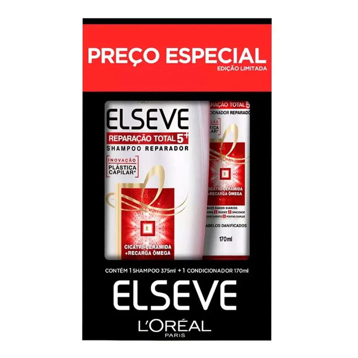 Kit Elseve Shampoo 375ml e Condicionador 170ml Reparação Total 5