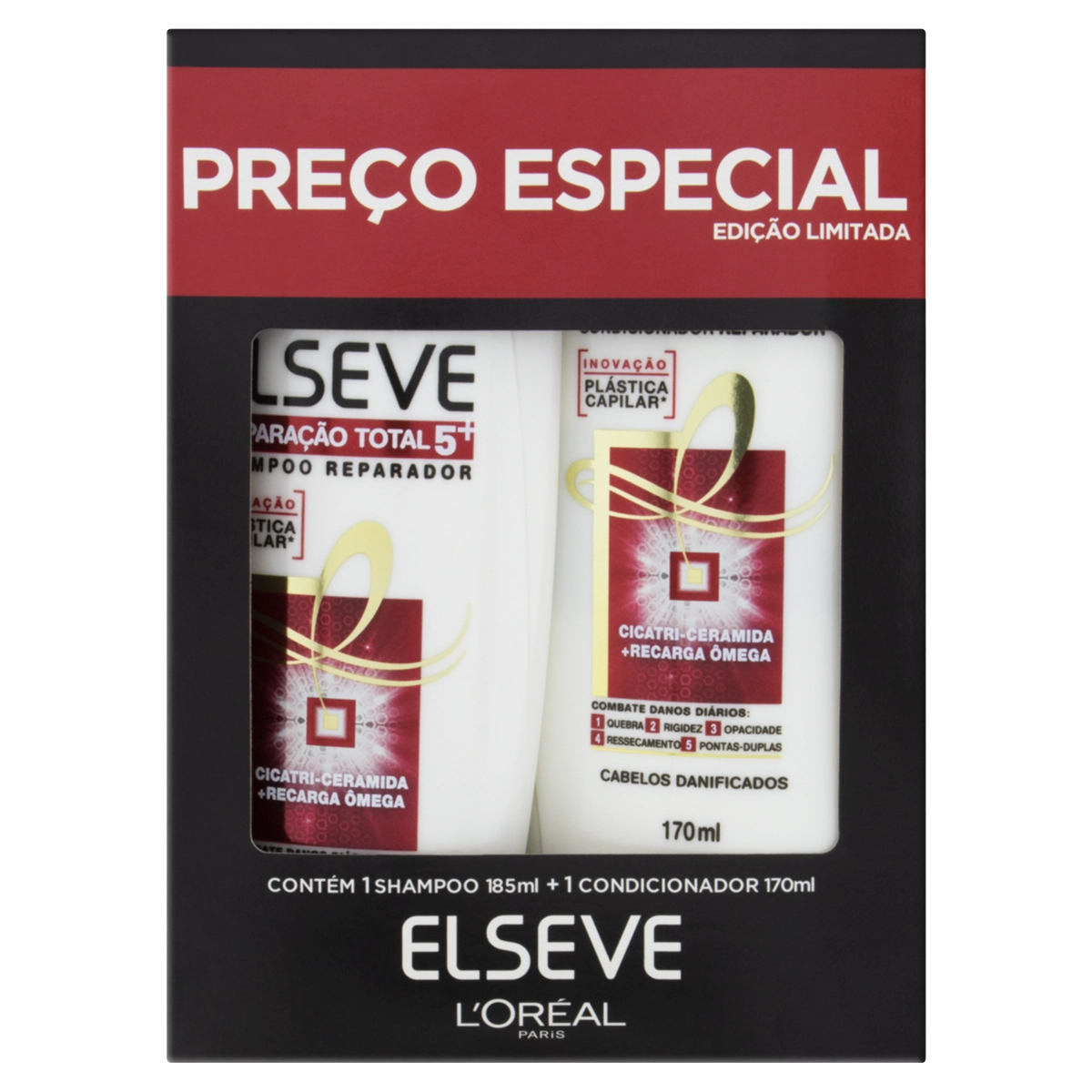 Kit Shampoo 185ml Condicionador 170ml Loréal Paris Elseve Reparação Total 5