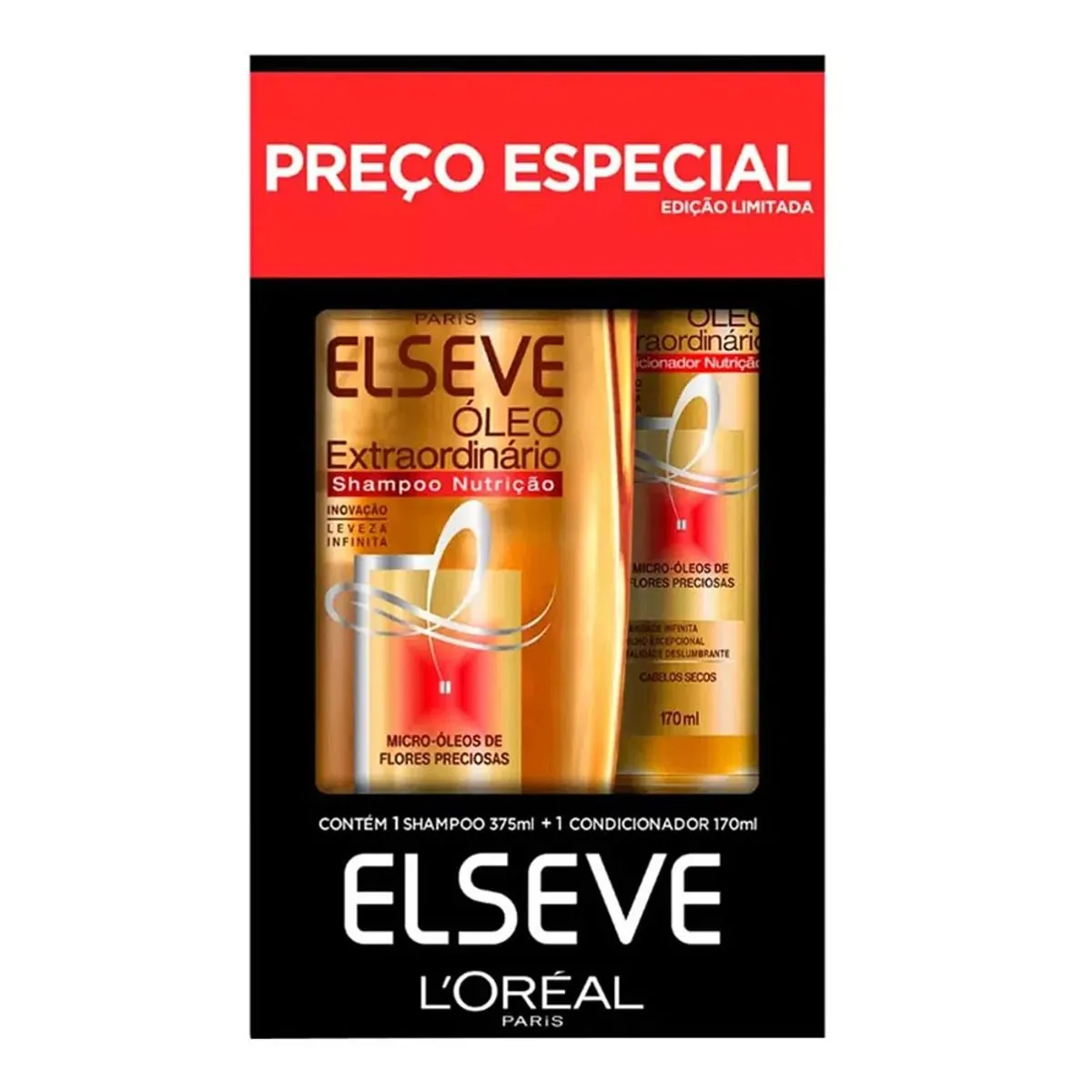 Kit Elseve Shampoo 375ml + Condicionador 170ml Óleo Extraordinário