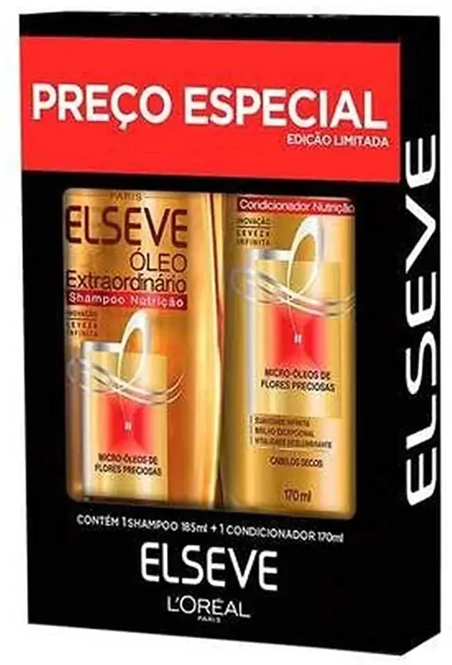 Kit Shampoo 185ml Condicionador 170ml Loréal Paris Elseve óleo Extraordinário Nutrição