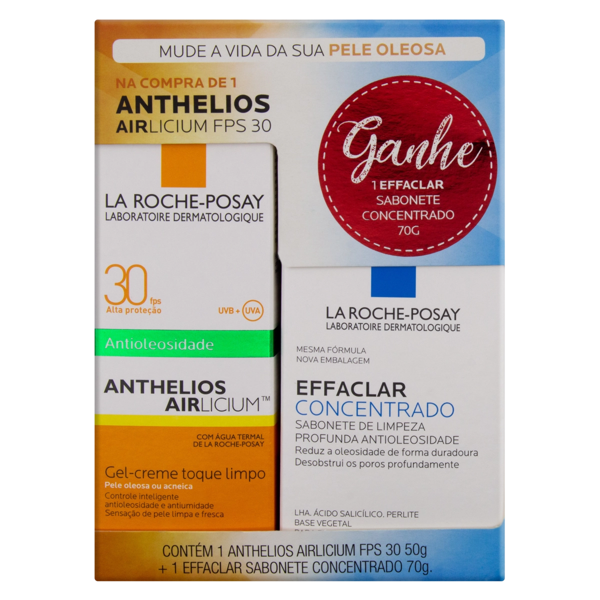 Kit Protetor Solar Gel Creme Airlicium Com Cor Fps 30 Fp Uva 13 Anthelios 50g Grátis Sabonete Em Bar