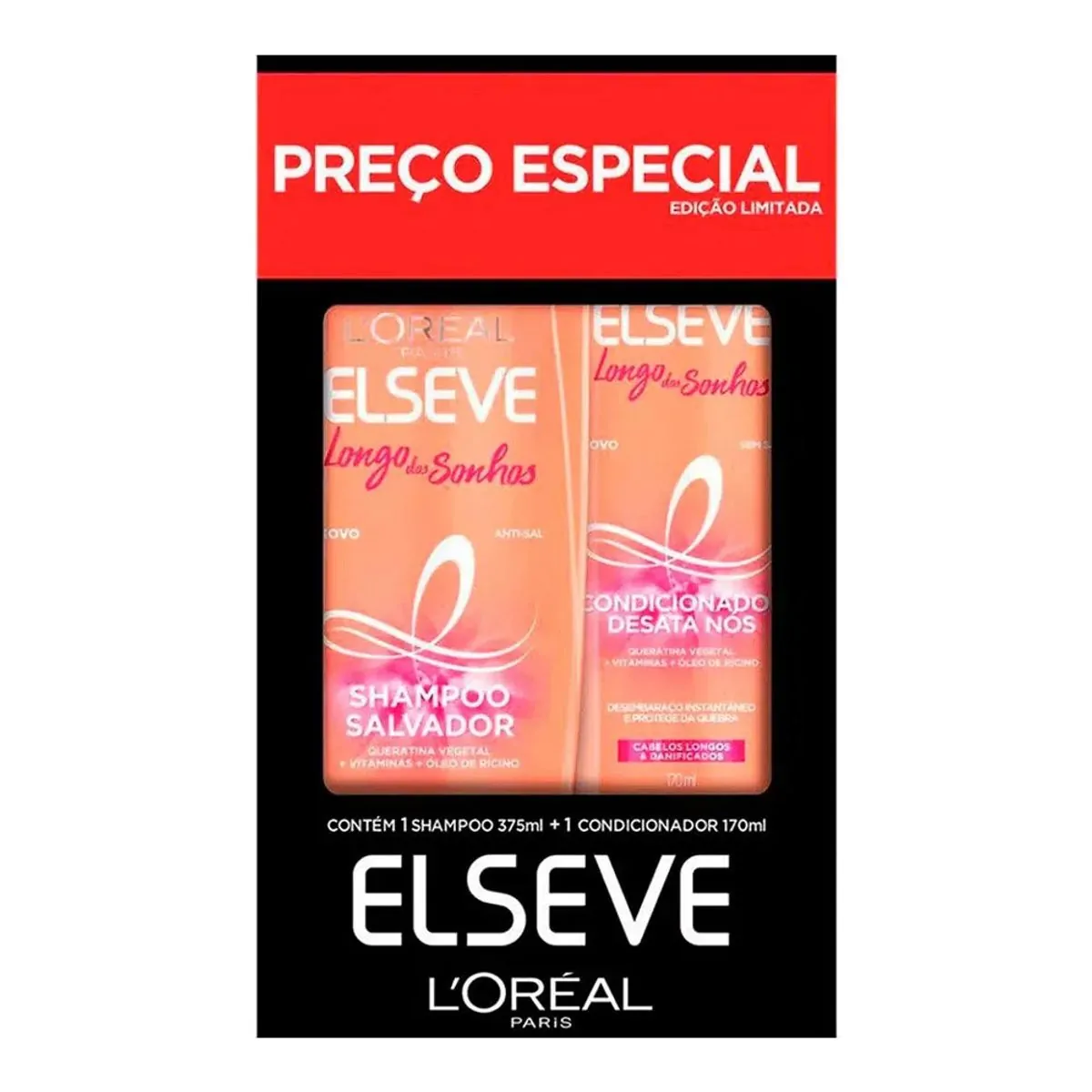 Kit Elseve Longo dos Sonhos Shampoo 375ml + Condicionador 170ml