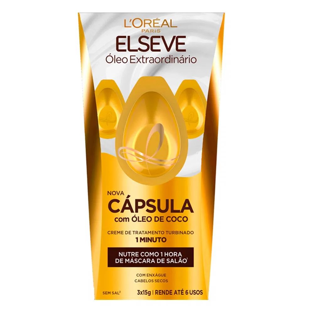Cápsula De Tratamento Capilar Loréal Paris Elseve óleo Extraordinário Caixa 3 Unidades 15g Cada