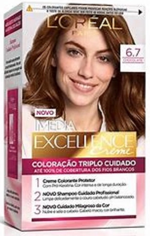 Kit Coloração Creme 6.7 Chocolate Loréal Paris Imédia Excellence Grátis Condicionador Cuidado Milagr
