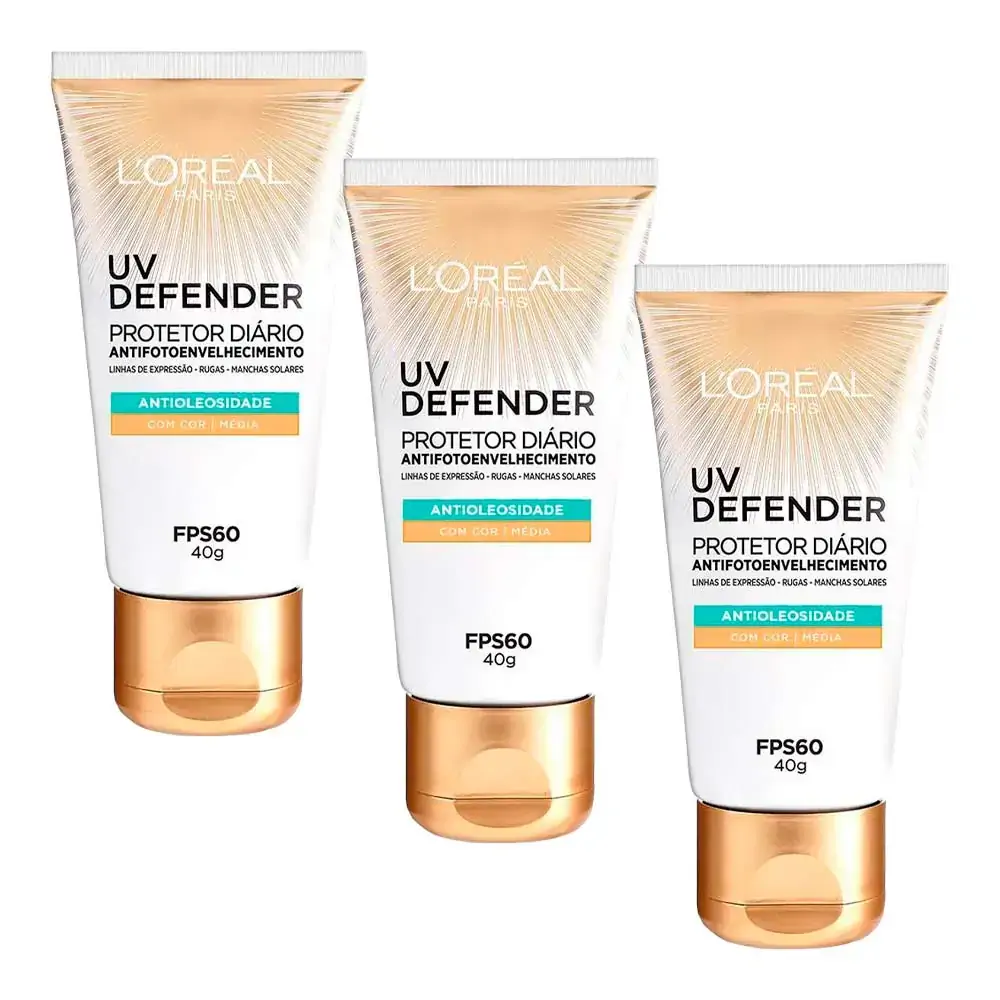 Protetor Solar Facial L´Oréal UV Defender Antioleosidade Cor Média FPS60 40g