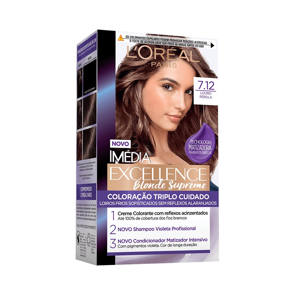 Coloracao Kit Permanente Loreal Imedia Blondes Supreme 7,12