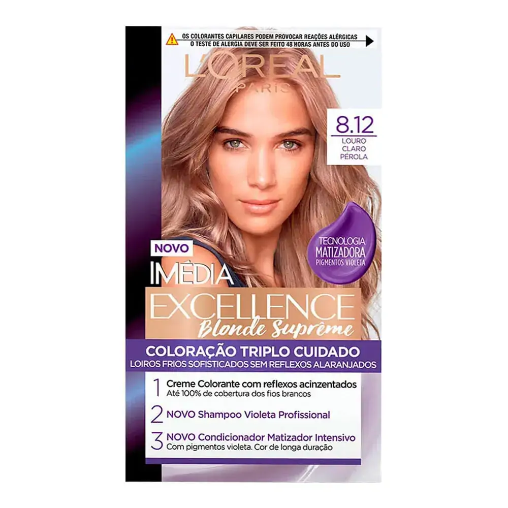 Coloracao Kit Permanente Loreal Imedia Blondes Supreme 8,12