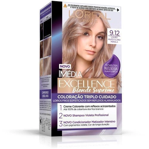 Tinta Imedia Excellence Blonde Supreme 9.12 Louro Muito Claro Perola Loreal