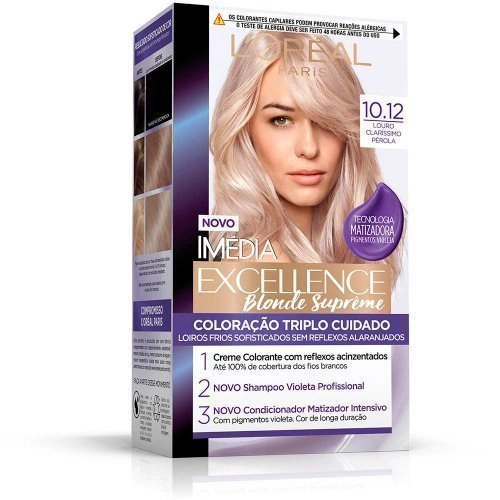 Tinta Imedia Excellence Blonde Supreme 10.12 Louro Claríssimo Pérola Loreal