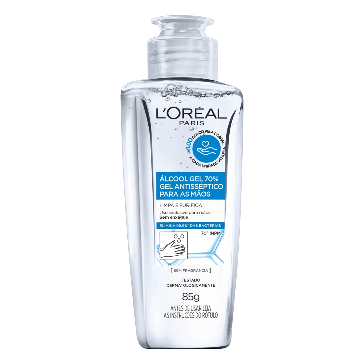 álcool Em Gel 70 Inpm Sem Perfume Loréal Paris Frasco 85g