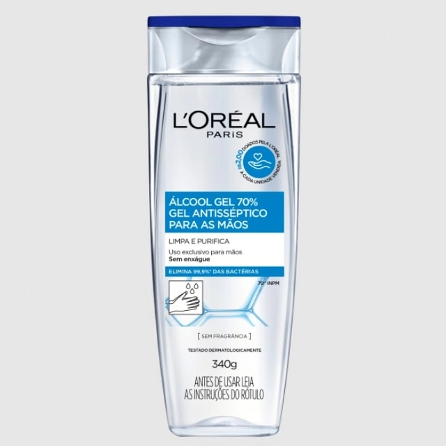 álcool Em Gel 70 Inpm Sem Perfume Loréal Paris Frasco 340g