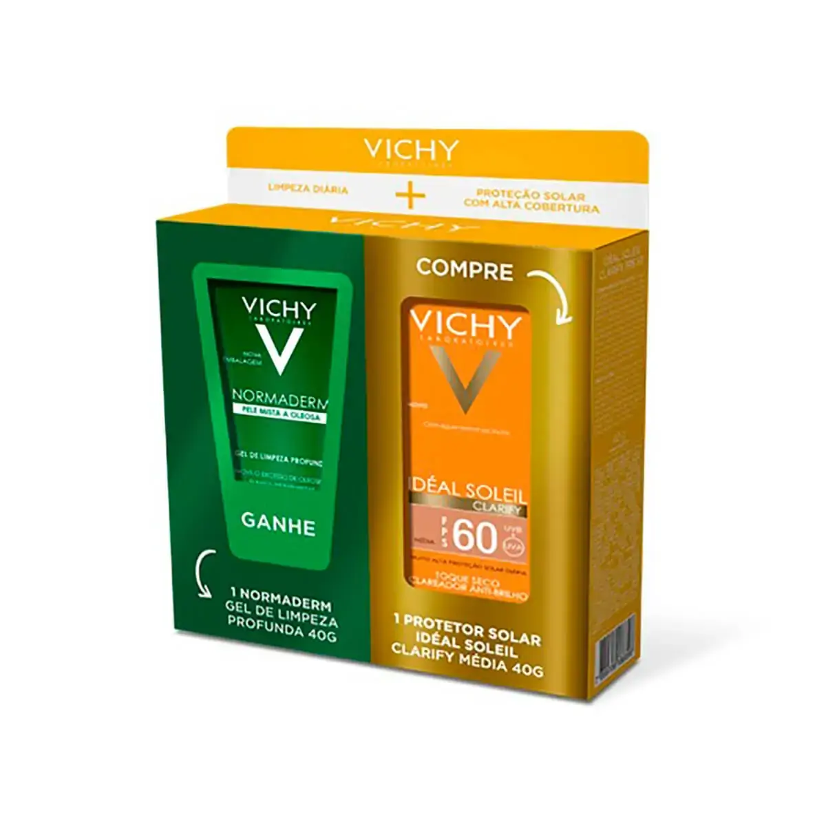 Kit Protetor Solar Idéal Soleil Clarify Média Fps60 Gel De Limpeza Normaderm