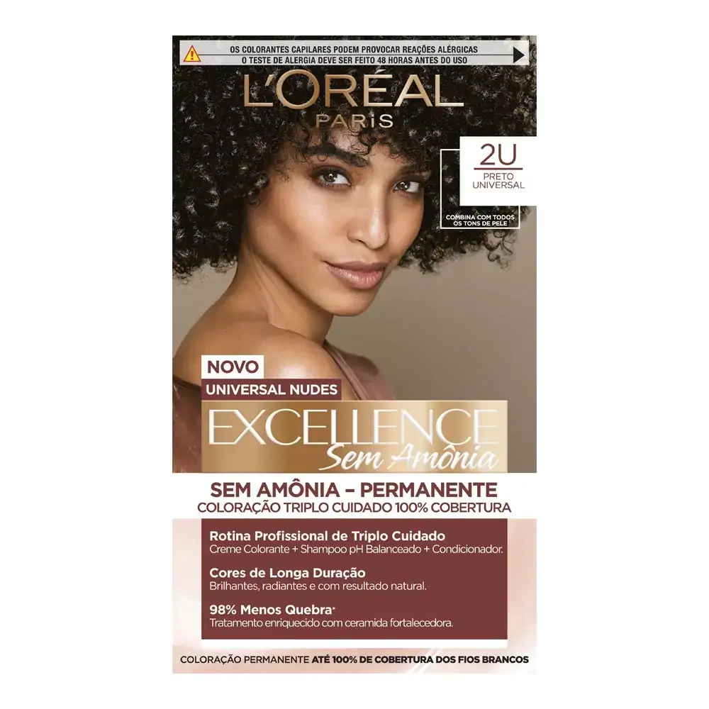 Kit Coloração Creme 2u Preto Loréal Paris Imédia Excellence Universal Nudes