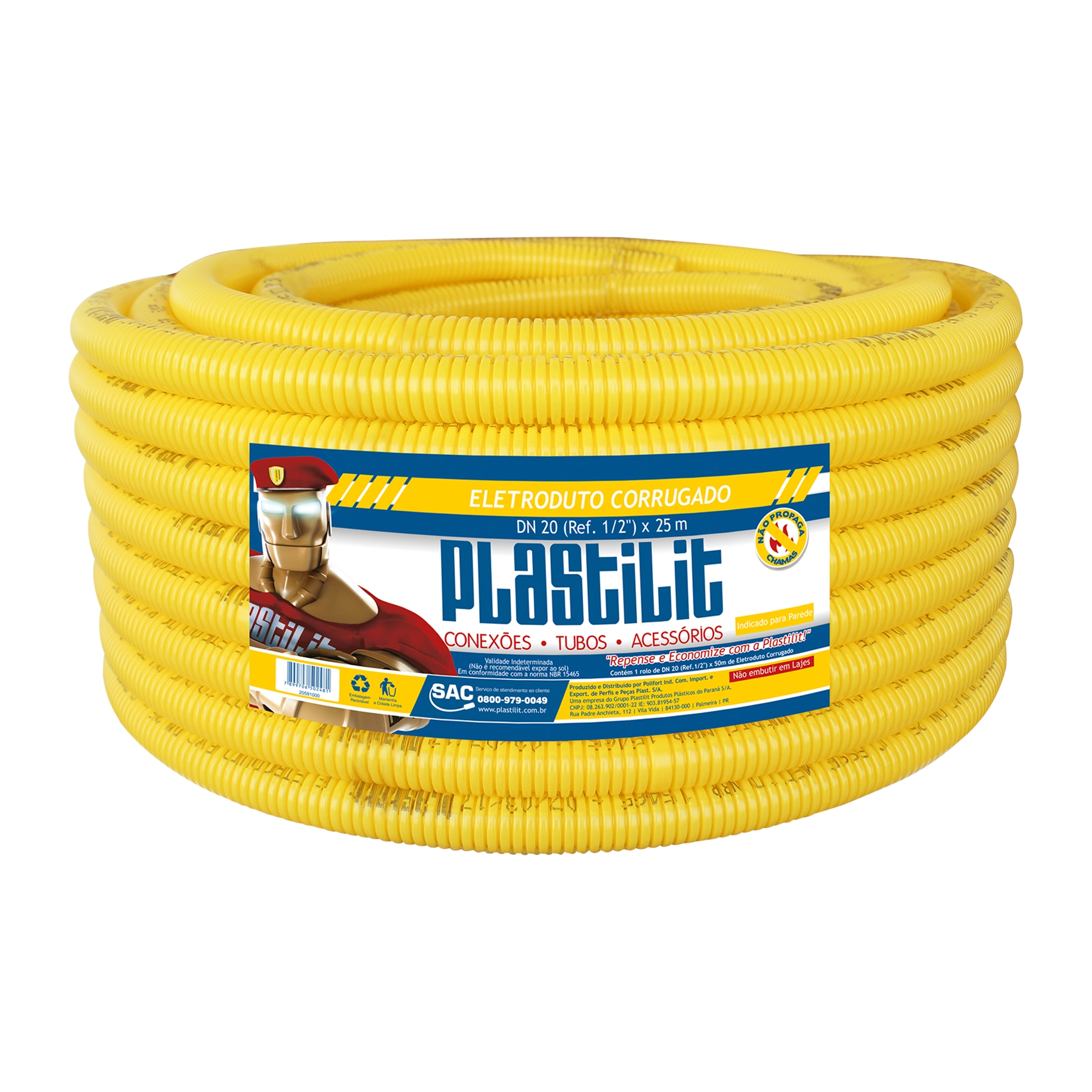 Eletroduto Corrugado Leve DN 25 3/4 25m Plastilit