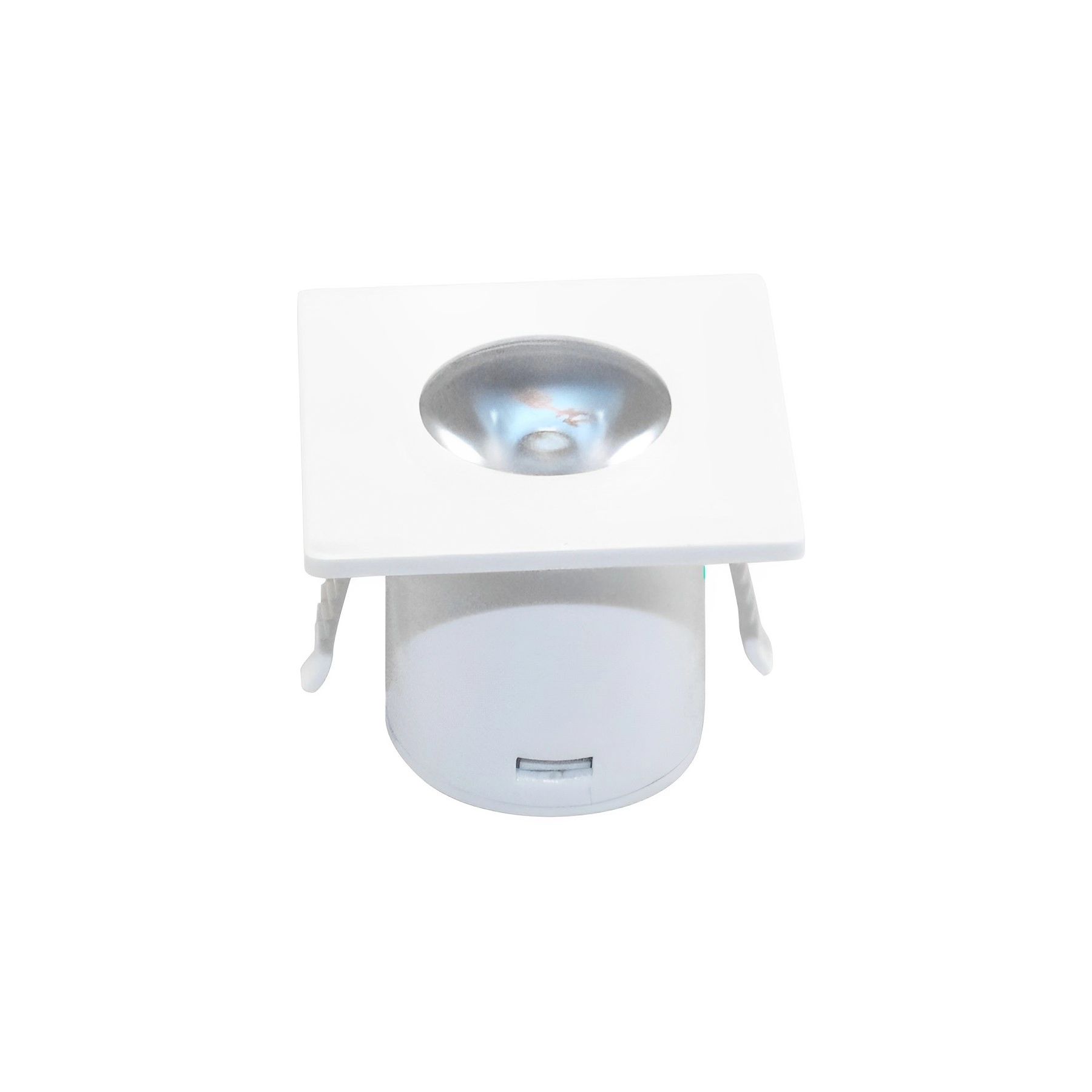 Mini Spot de Embutir LED 1W Luz Amarela Quadrado Branco Kian Bivolt