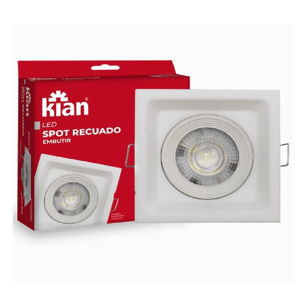 Spot Led Recuado Quadrado Branco 5w 6000k - Kian