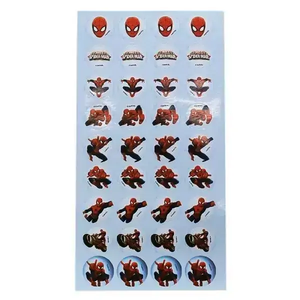 Kit c/ 3 Cartela Adesivos Spiderman 1, Formatos Redondo Pequeno Homem Aranha, Ma ADE-SPI-1, +3 anos - 148154