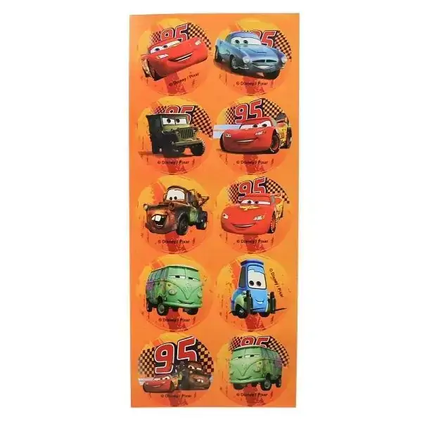 Kit c/ 3 Cartela Adesivos Cars 2 Redondo Grande Carros, Ma ADE-CAR-2, +3 anos - 148160