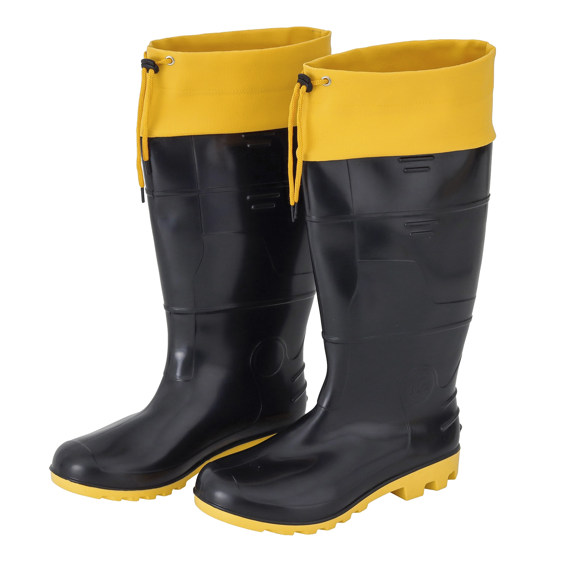Bota Impermeável PVC Com Forro N°39 Cano Longo Preto e Amarelo 39 Kadesh