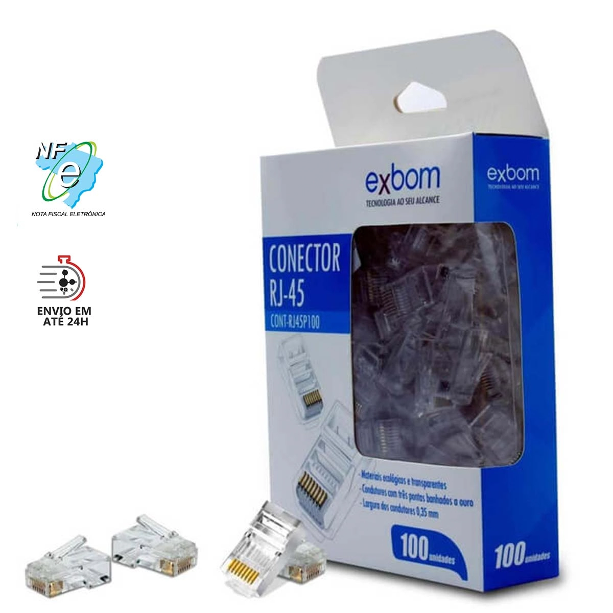 Conector Rj45 100 Un Exbom Cont-rj45 P100