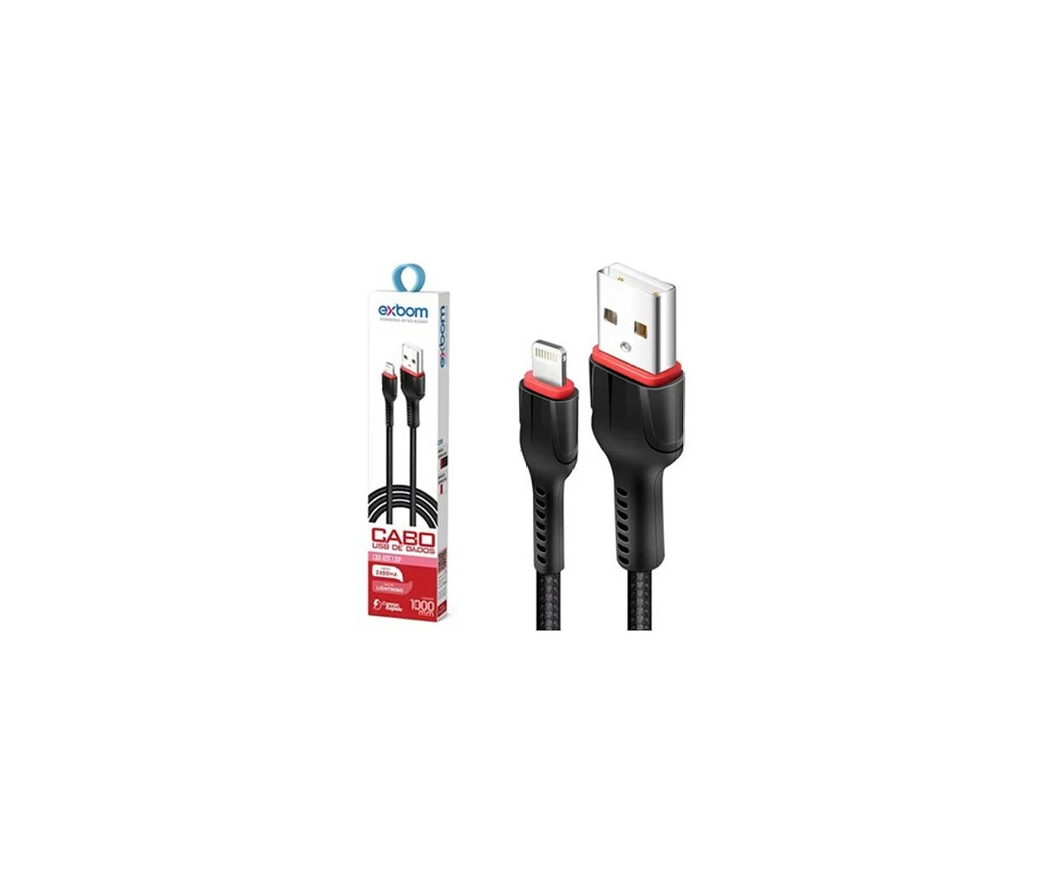 Cabo Dados Carregamento Lightning Ios 2.4a Turbo 1.0m Cbx-u2c13ip Preto Exbom