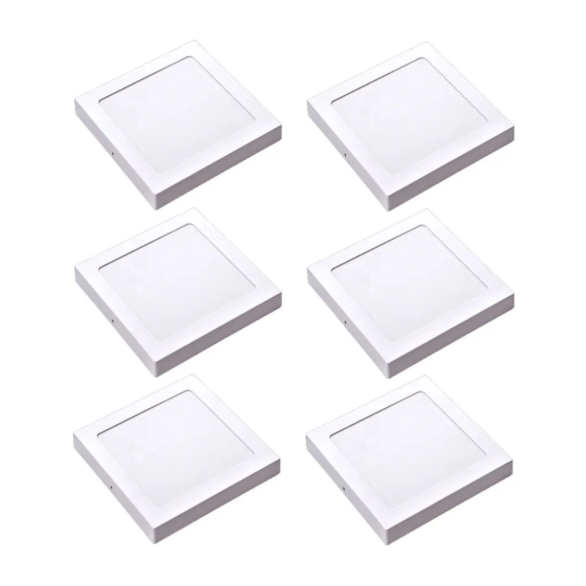 Kit 6 Painel Led Sobrepor Quad Luz Branca 6500k 18w 22cm