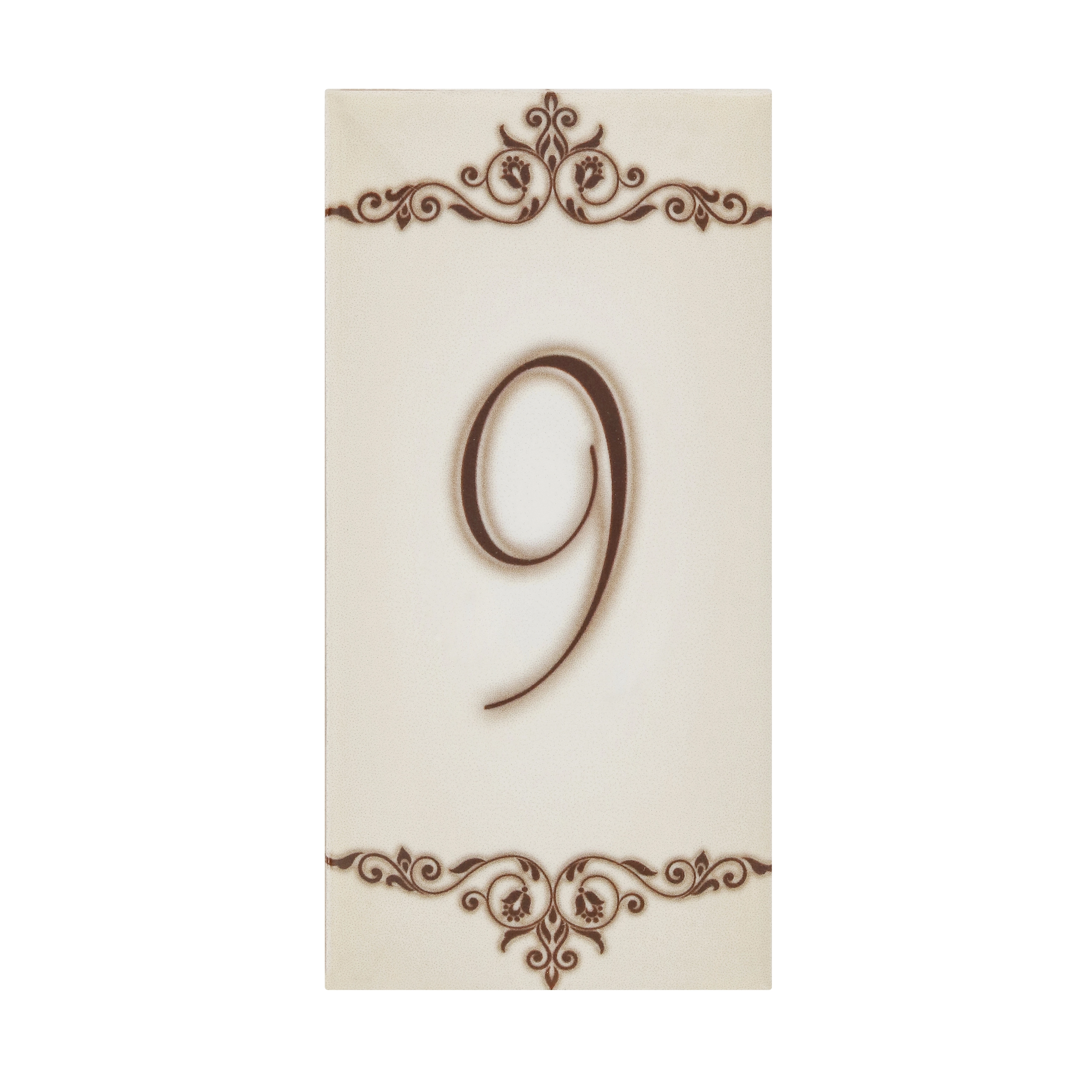 Número Casa "6/9" 15cm Assentado Cerâmica Bege