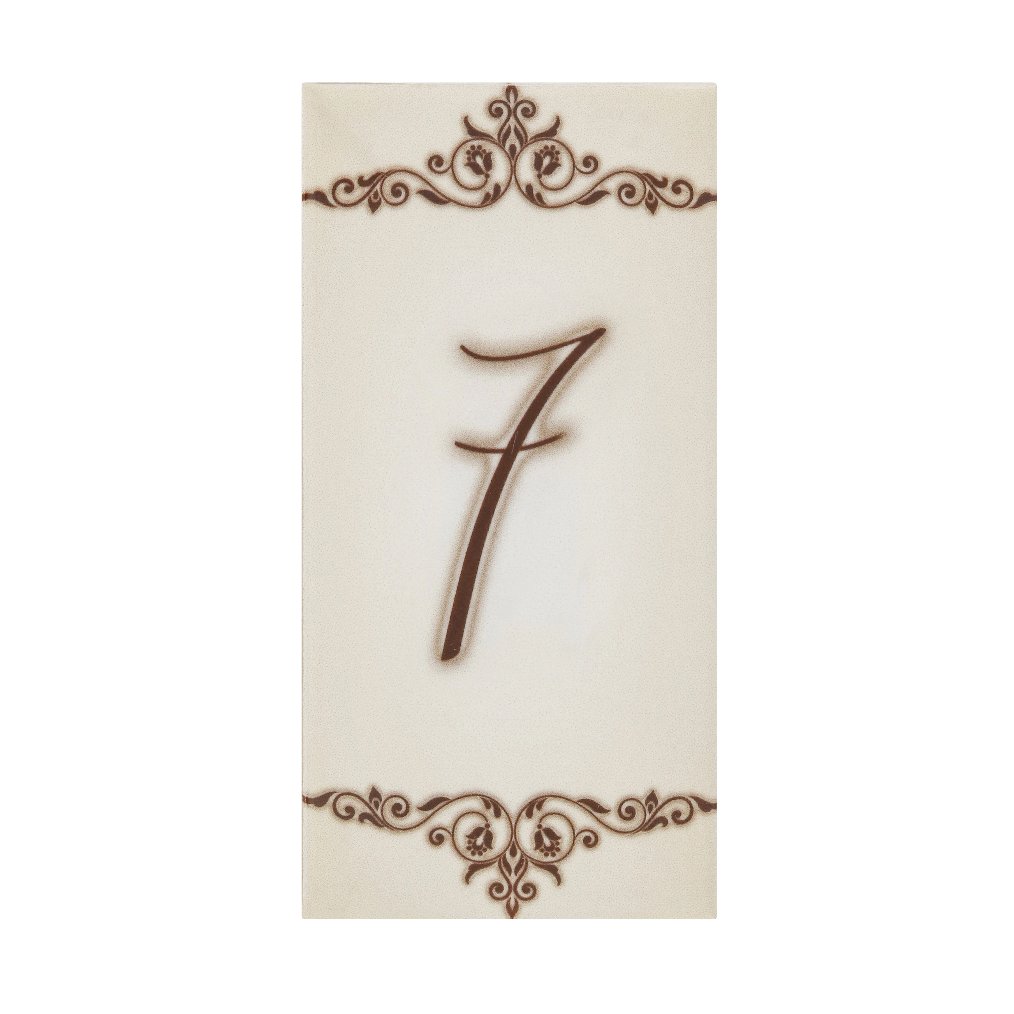 Número Casa "7" 15cm Assentado Cerâmica Bege