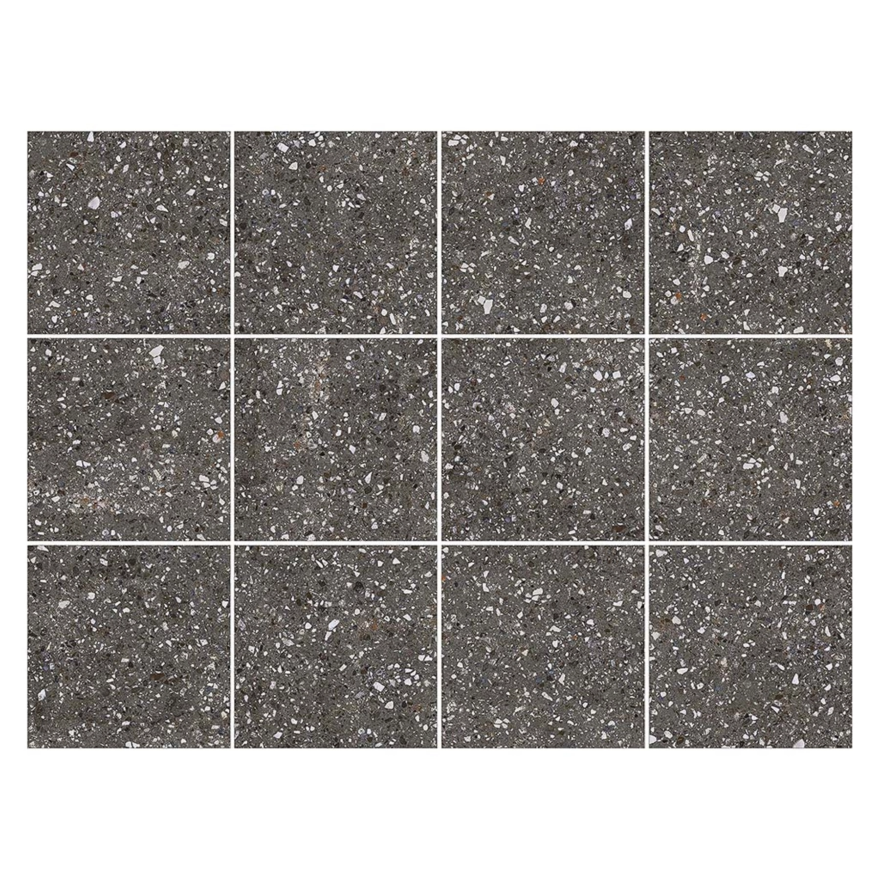 Revestimento de Parede Interno e Externo Decorado Acetinado 20,2x20,2cm Borda Arredondada Terrazzo Black Gabriella