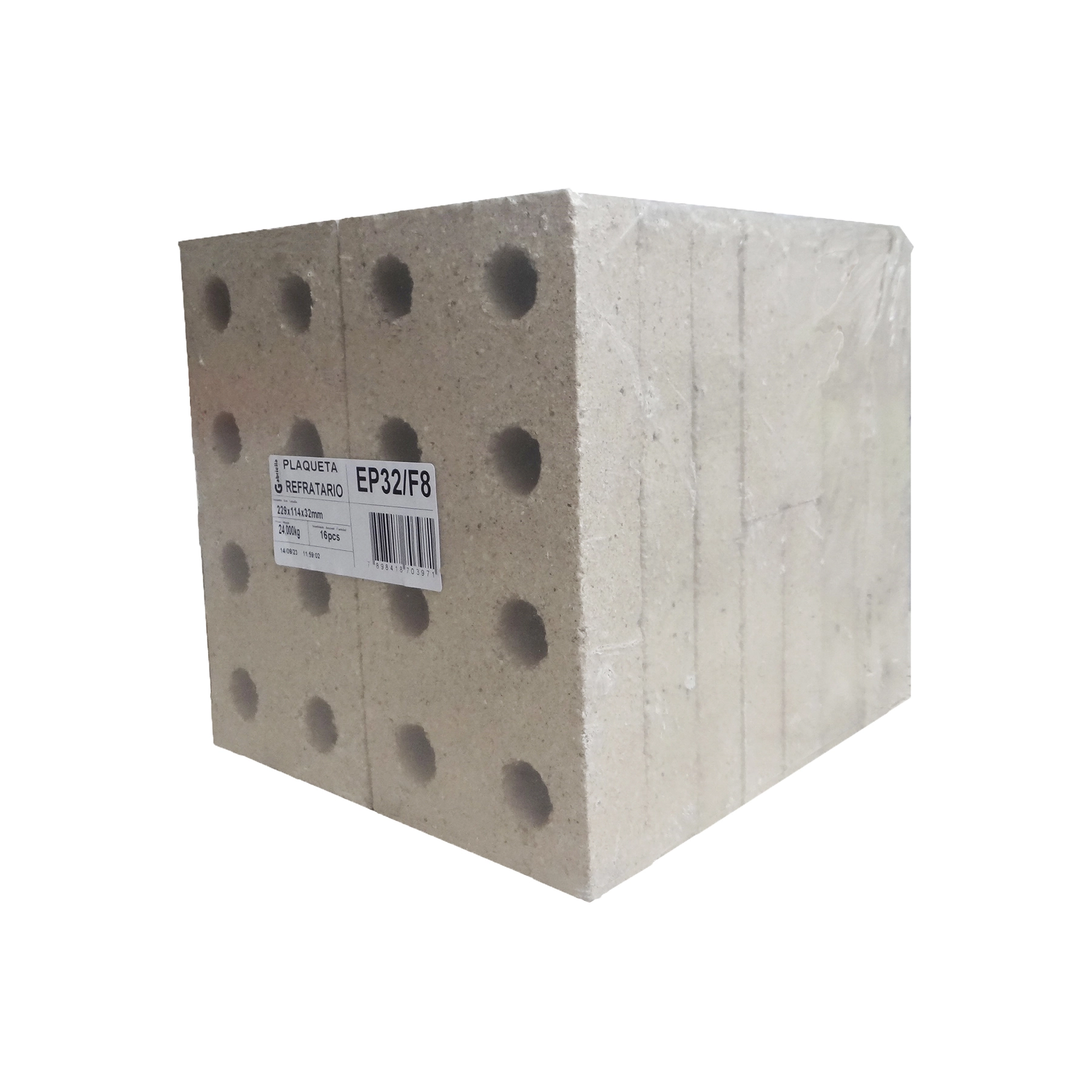 Lajota Refratária 11,4X22,9X2,5cm 8 furos 16 unidades Cerâmica Gabriella