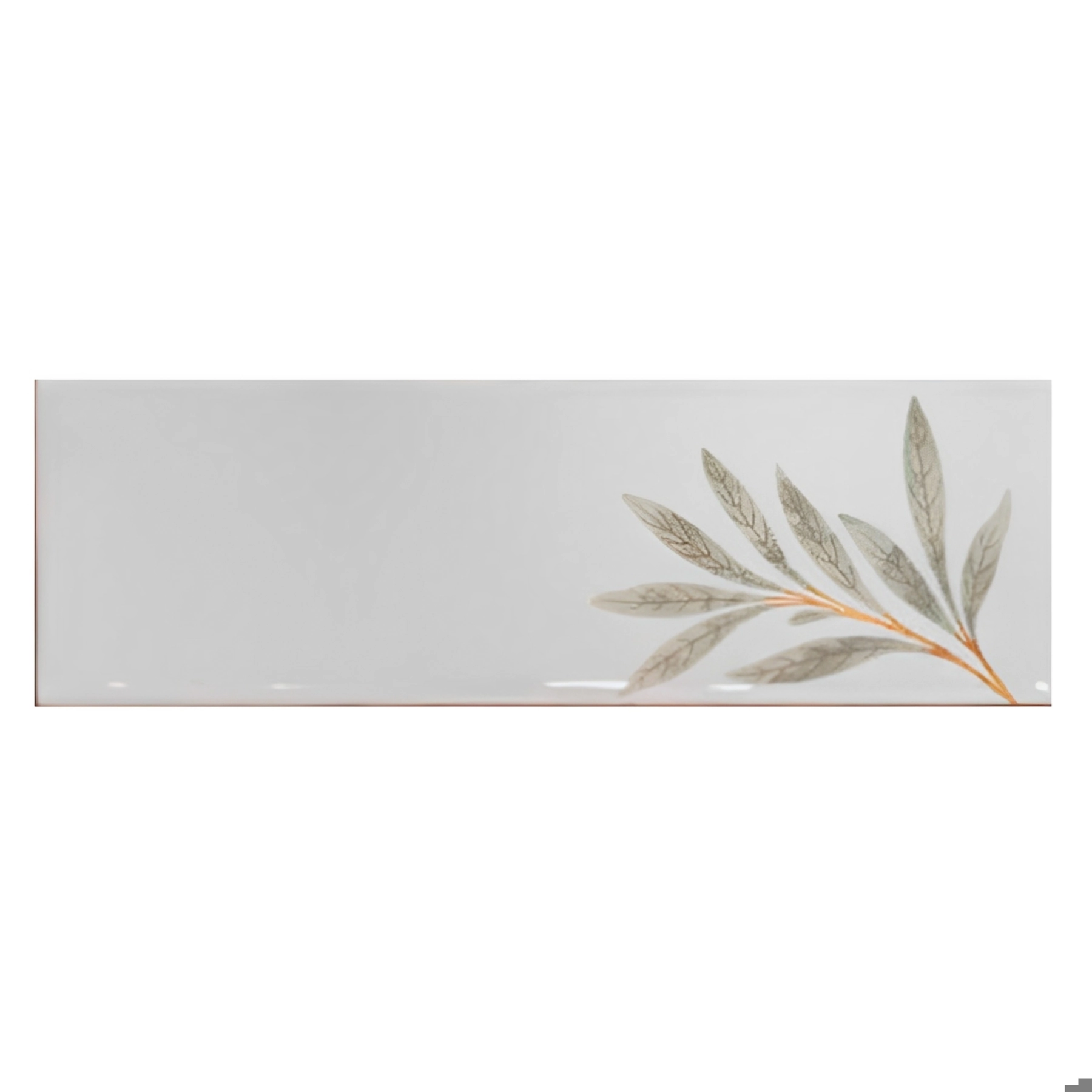 Revestimento de Parede Interno e Externo Decorado Brilhante 7,7x23,7cm Borda Arredondada Green Flower SF3905 Gabriella