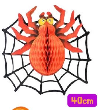 Enfeite Sanfonado Aranha Com Teia 40cm