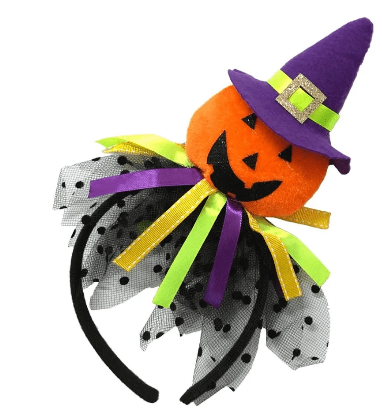 Tiara Halloween Abobora Com Chapeu