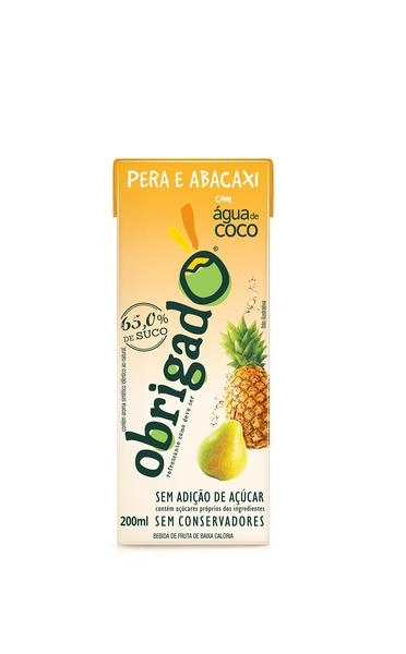 Agua Coco Obrigado Abacaxi/pera 200ml