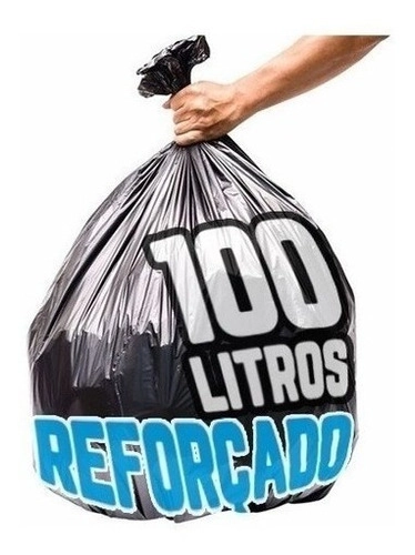 10kg Saco De Lixo 100lts Boca Larga Super Reforçado 15micras Preto