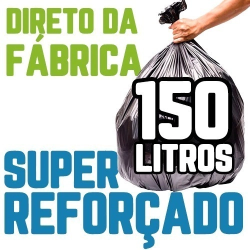 500un Saco Lixo 150 Litros Preto Super Reforçado Preto