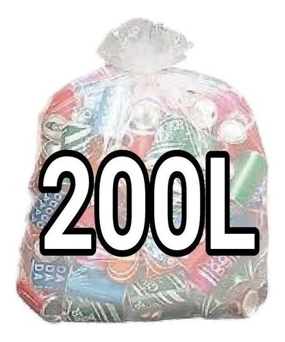 Kit 4 Sacos Lixo Transparente 200l Reforçado 400 Unidades Cinza-claro