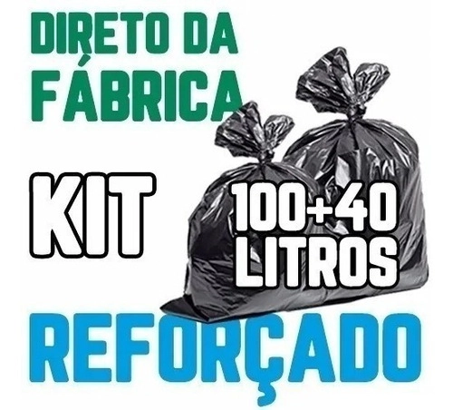 Kit Saco De Lixo 100un 100l E 100un 40l Preto Reforçado Preto