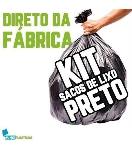 Kit Saco De Lixo 100 Lts Mega + 60 Lts Super Reforçado Preto Preto