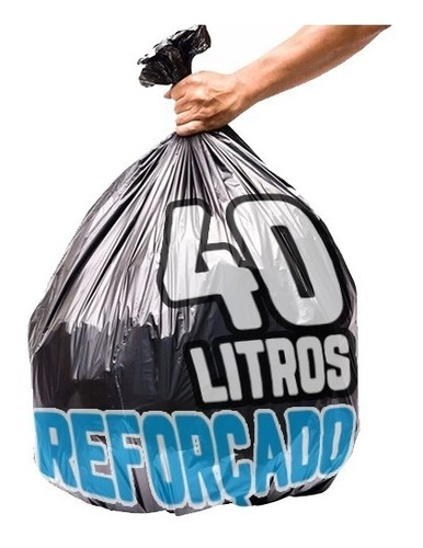 Kit Com 500 Sacos De Lixo 40 Litros Reforçado Preto Preto