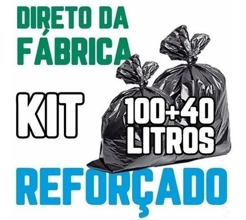 Kit Saco De Lixo 100un 100l E 100un 40l Preto Reforçado