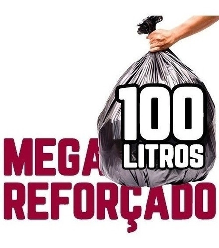 Mega Reforçado Saco De Lixo 100 Litros 100 Un Preto Preto