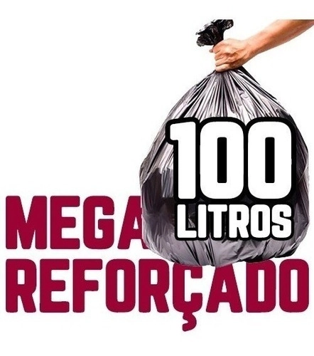 Mega Reforçado Saco De Lixo 100 Litros 100 Un Preto Preto