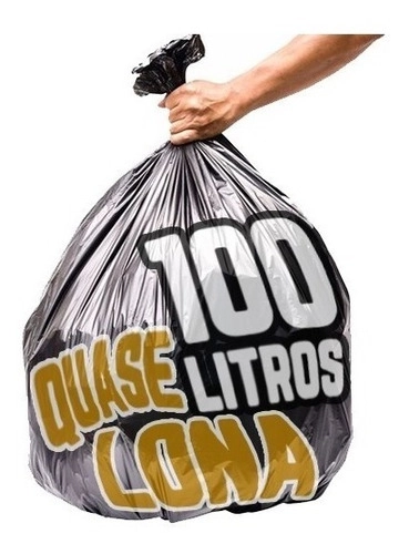 Saco De Lixo 100 Litros 400 Un Preto Quase Lona Preto