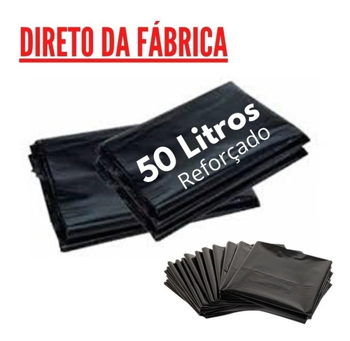 Saco De Lixo - 50 Litros Reforçado - (direto Da Fábrica) Preto