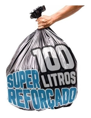 Saco De Lixo 100 Litros 100 Un Preto Super Reforçado Preto