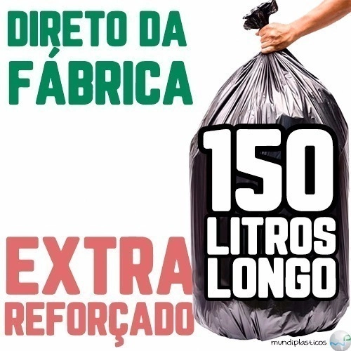 Saco De Lixo 150 Litros Longo 100 Un Preto Extra Reforçado Preto