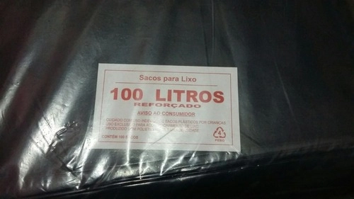 Saco De Lixo 100 Litros Reforçado Com 100 Unid Qualidade Preto