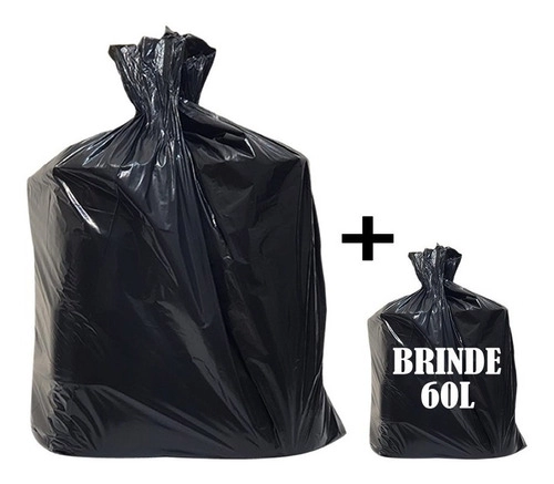 Saco De Lixo 100 Litros Reforçado 100unid + Brinde 60l Preto