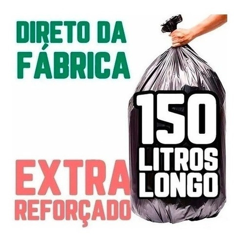 Saco De Lixo 150 Litros 100 Un Preto Reforçadíssimo Preto